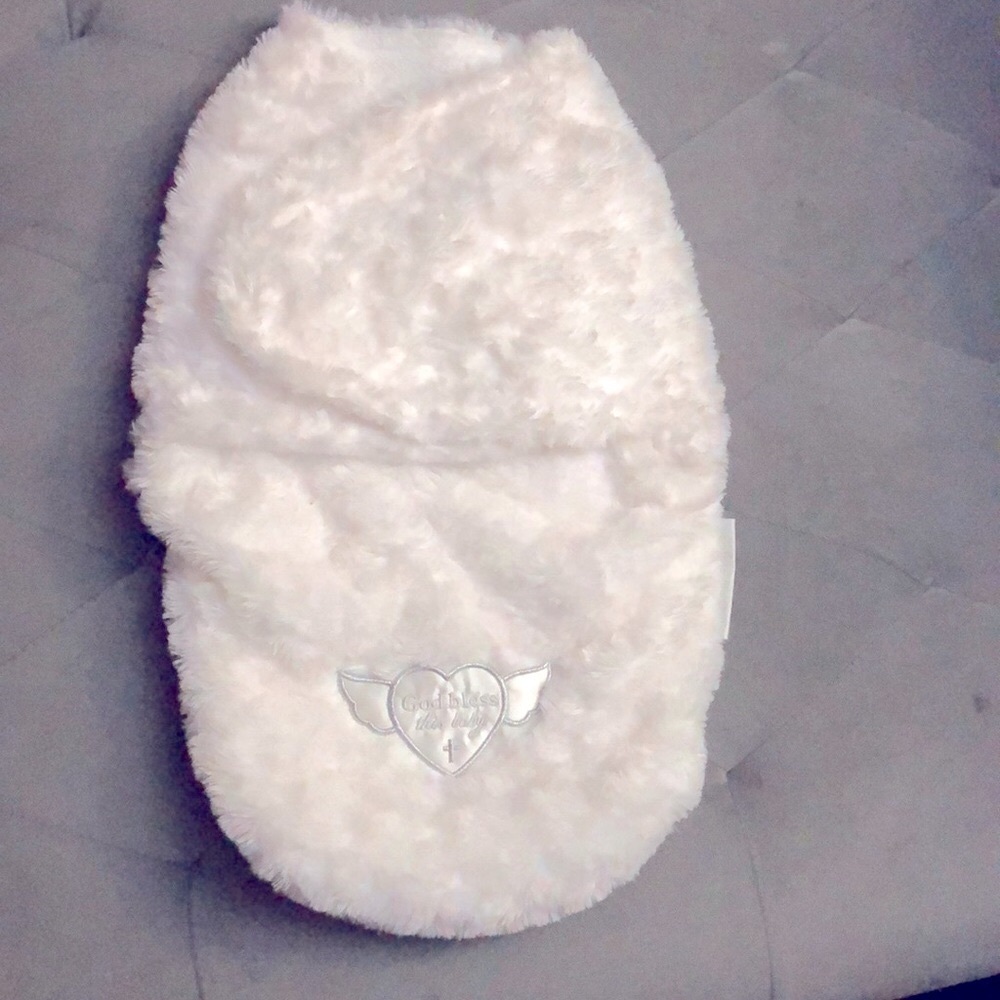 Faux fur God Bless baby Swaddle